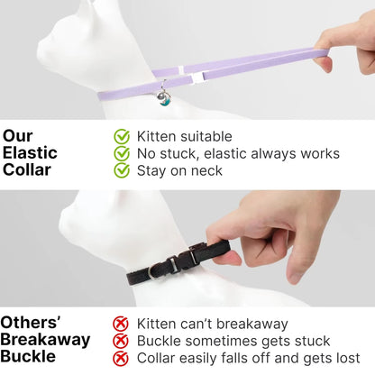 Fashion Airtag Pet Collar Adjustable Elastic Nylon Puppy Cat Collar with Bell Anti-Lost GPS Tracker Case（No Tracker Included）