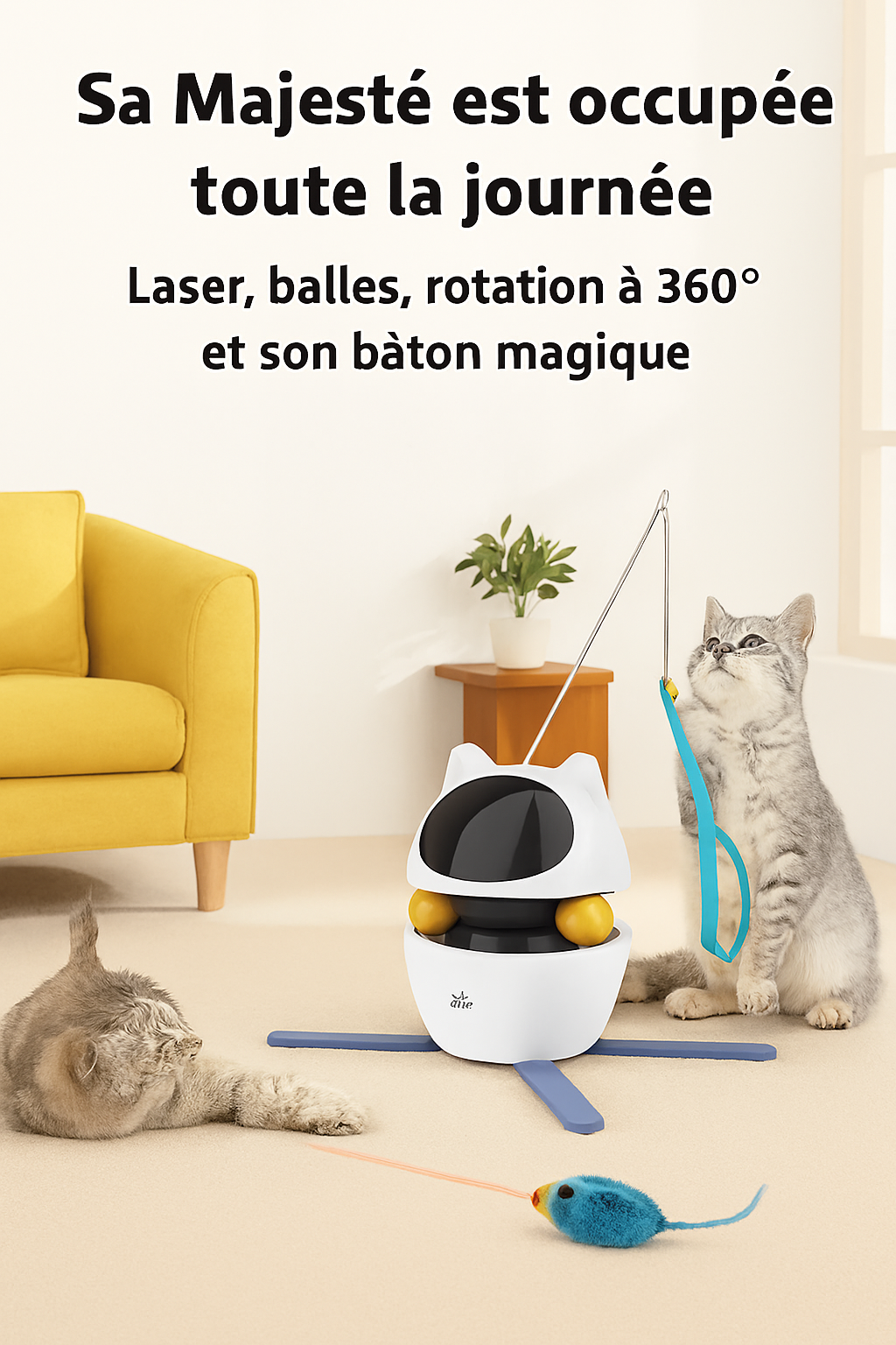 ✨ Jouet Laser Rotatif 360° – Le Compagnon Lumineux des Chats Royaux