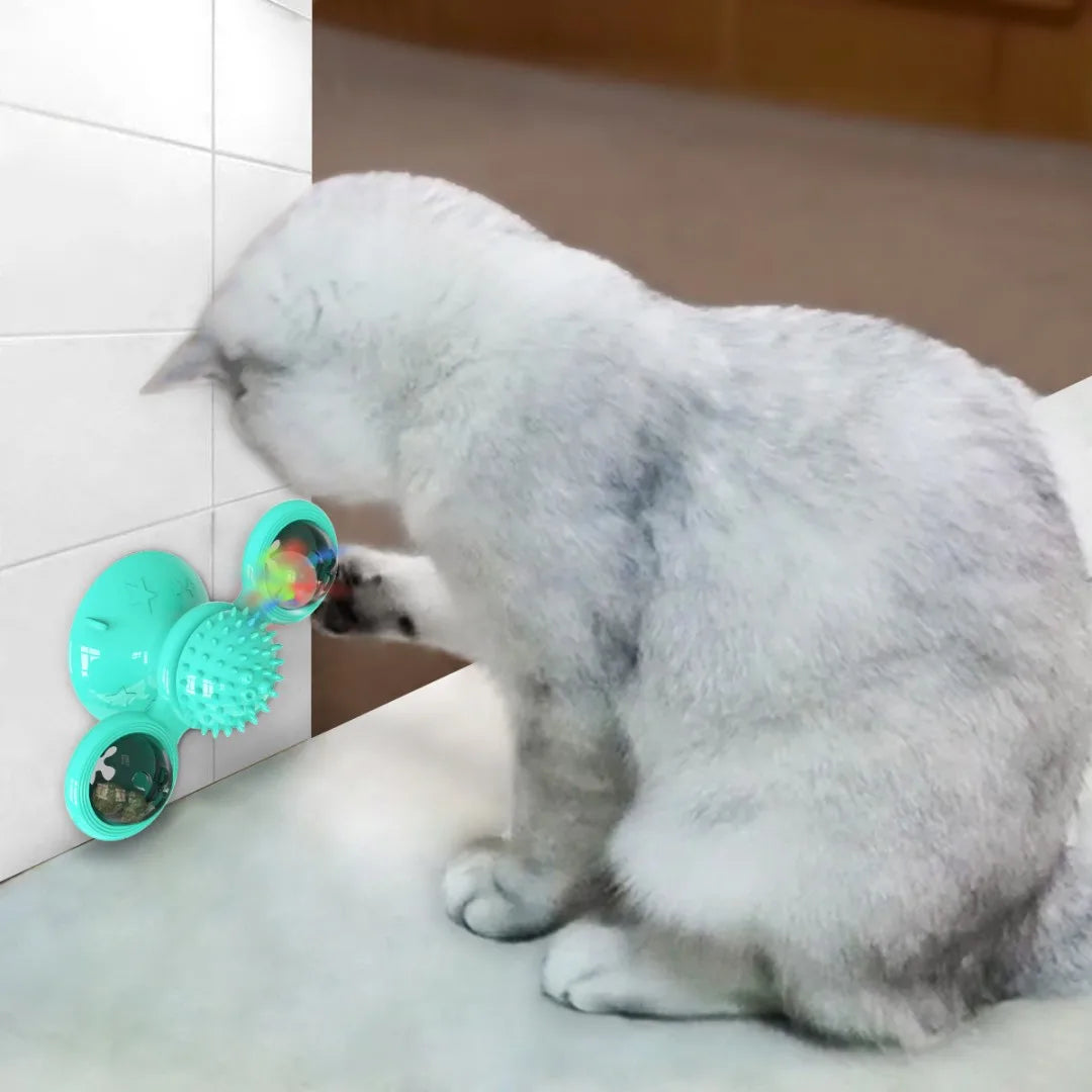 Windmill Cat Toy Interactive Pet Toys for Cats Puzzle Cat Game Toy with Whirligig Turntable for Kitten Brush Teeth Pet Supplies