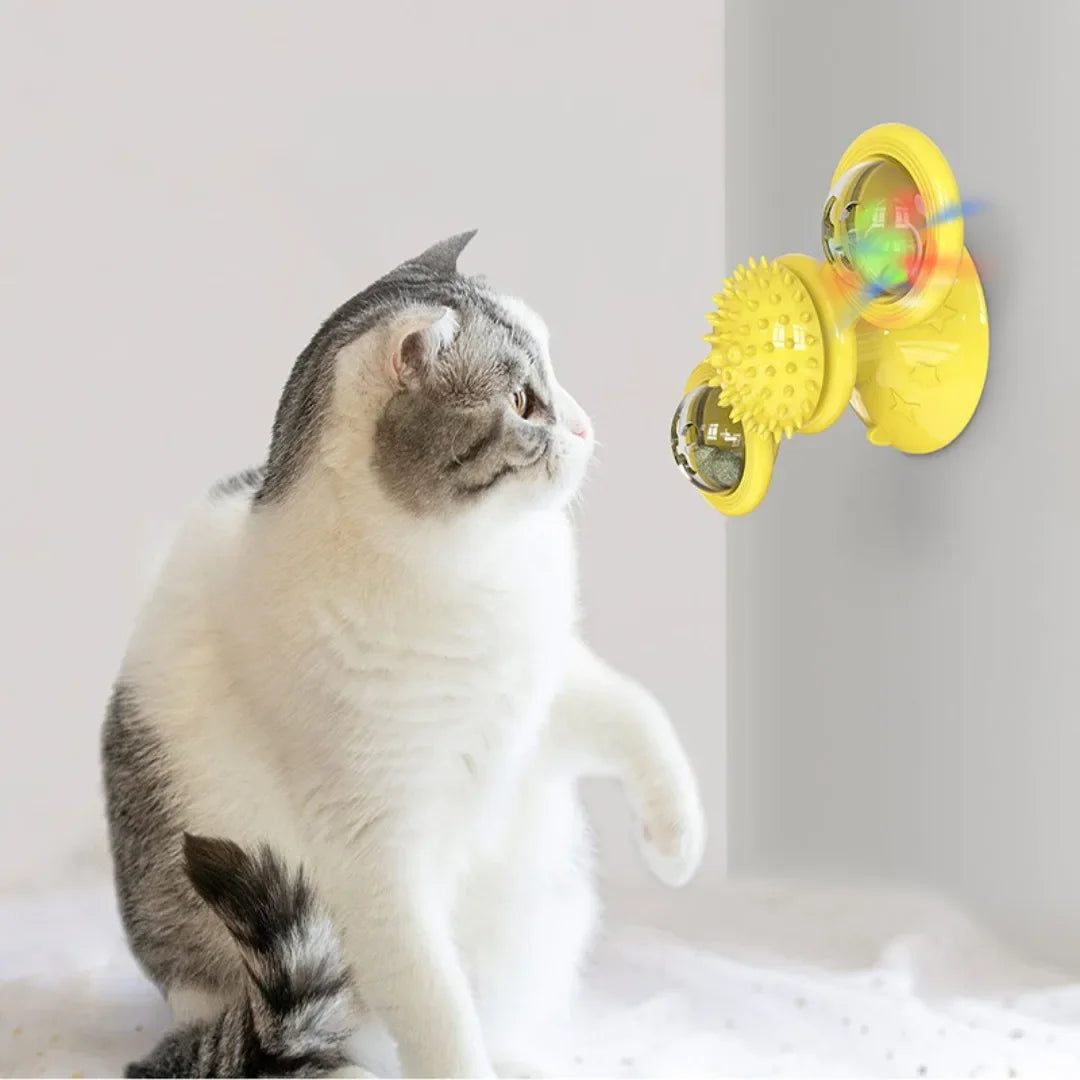 Windmill Cat Toy Interactive Pet Toys for Cats Puzzle Cat Game Toy with Whirligig Turntable for Kitten Brush Teeth Pet Supplies