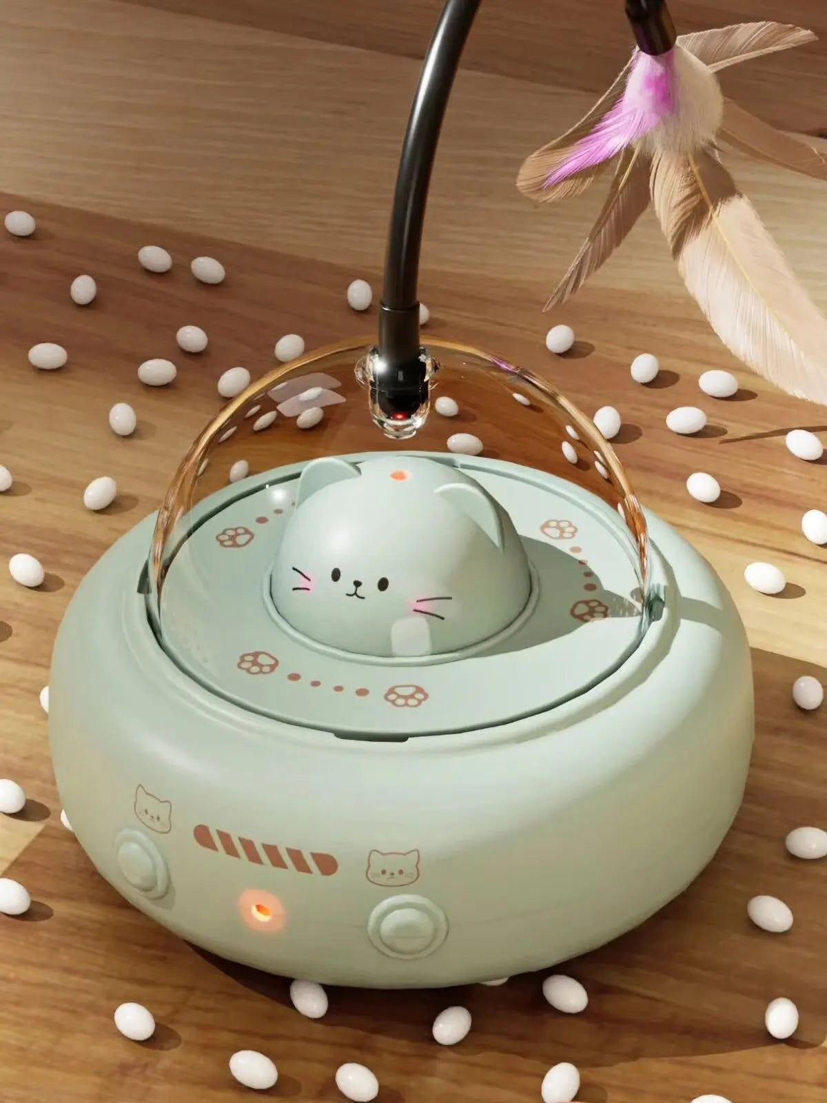 ✨ Jouet Interactif Intelligent 360° – Plumes, Laser & Fous Rires Garanties