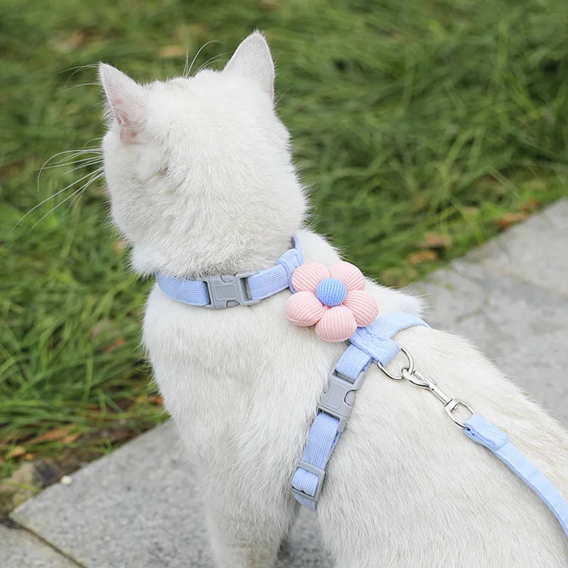 Cat Harness and Leash Sets Adjustable Dog Harness for Small Dog Leash Breashable Pet Harness Out Walking Dog Strap