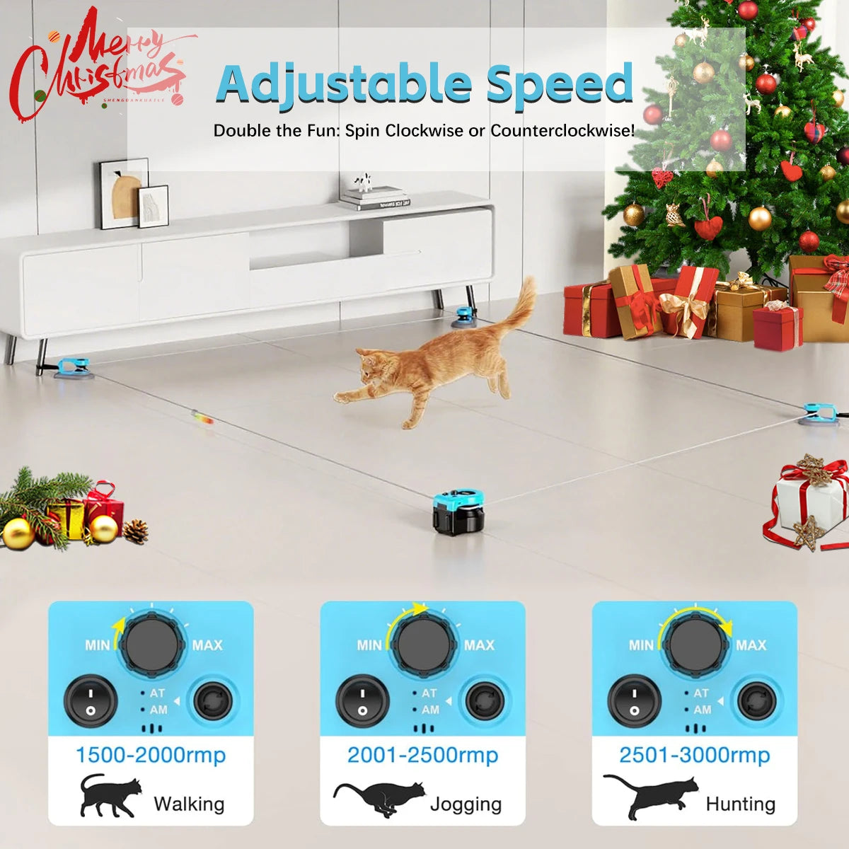 Cat Toys for Indoor Cats Interactive Cat Toy Wheel Exerciser New Cat Treadmill for Indoor Adjustable Speed Simulated Hunting Toy