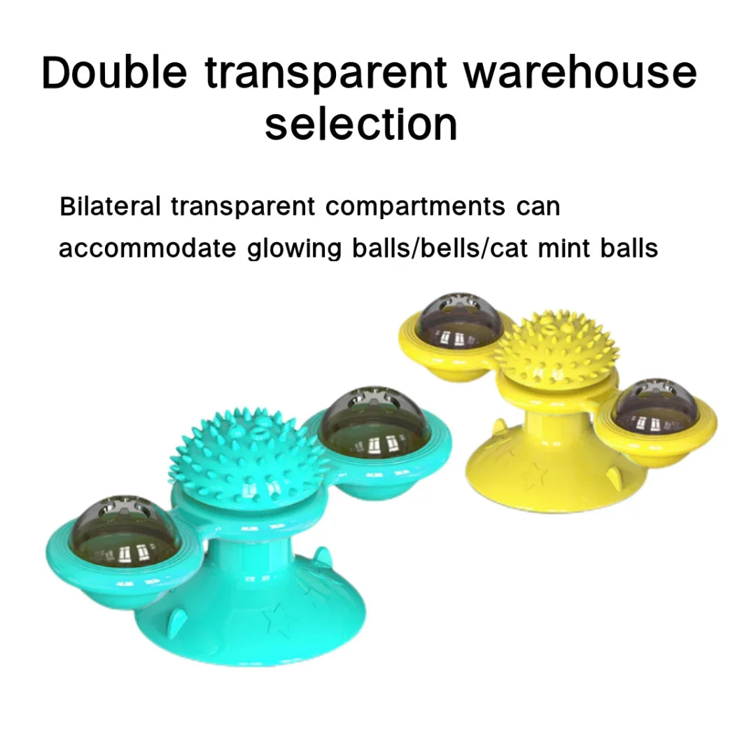 Windmill Cat Toy Interactive Pet Toys for Cats Puzzle Cat Game Toy with Whirligig Turntable for Kitten Brush Teeth Pet Supplies