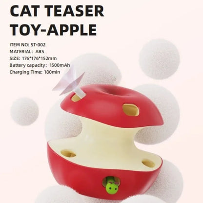 Electric Cat Toy Apple Shaped Self Play Intelligent Cat Turntable Mouse Automatic Rotationtease Cat Stick Rechargeable Catsupply