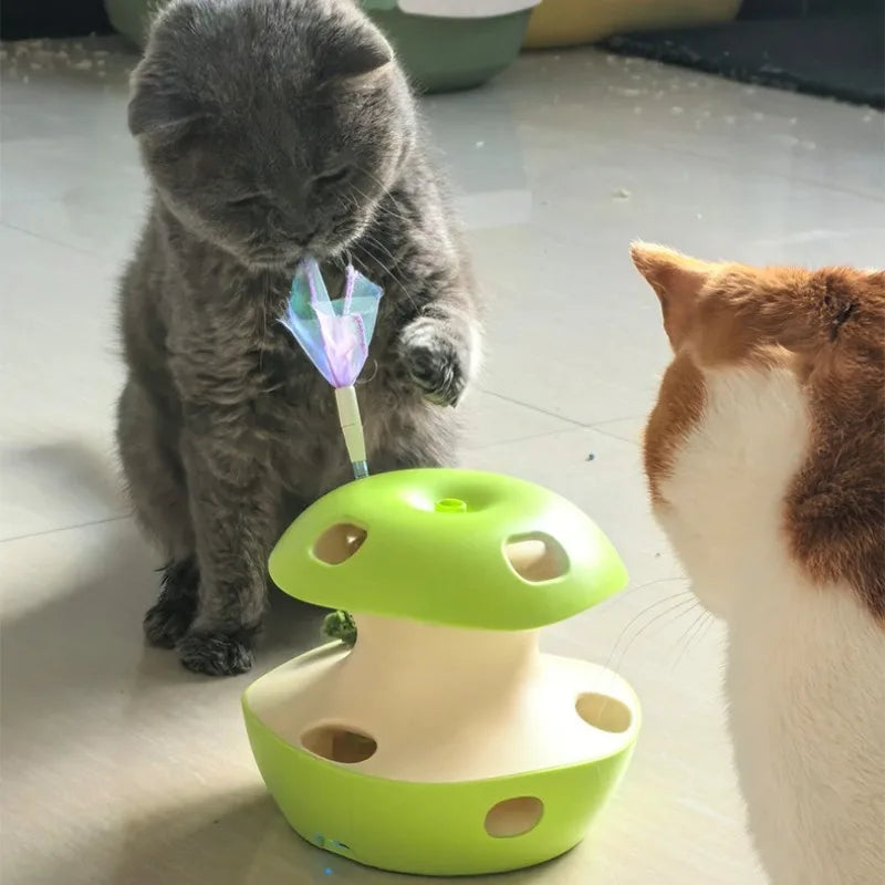 Electric Cat Toy Apple Shaped Self Play Intelligent Cat Turntable Mouse Automatic Rotationtease Cat Stick Rechargeable Catsupply