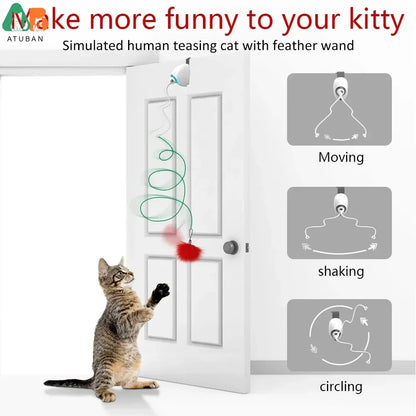 Electric Cat Toy Rope Automatic Teaser Cat String Toys Hanging Door Interactive Kitten Game Toy Random Swing Cat Catching Sticks