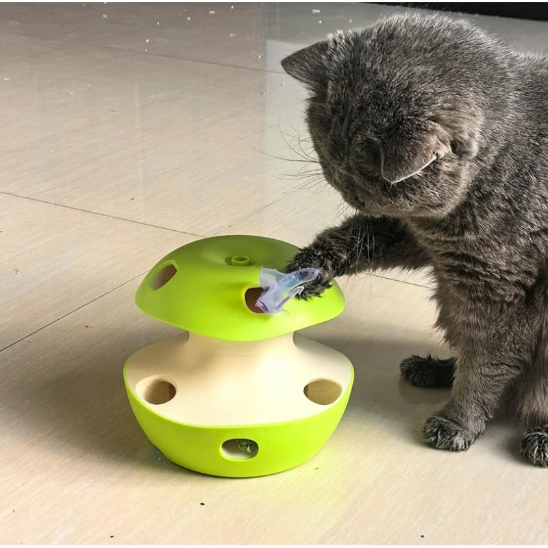 Electric Cat Toy Apple Shaped Self Play Intelligent Cat Turntable Mouse Automatic Rotationtease Cat Stick Rechargeable Catsupply