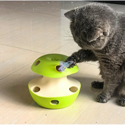 Electric Cat Toy Apple Shaped Self Play Intelligent Cat Turntable Mouse Automatic Rotationtease Cat Stick Rechargeable Catsupply