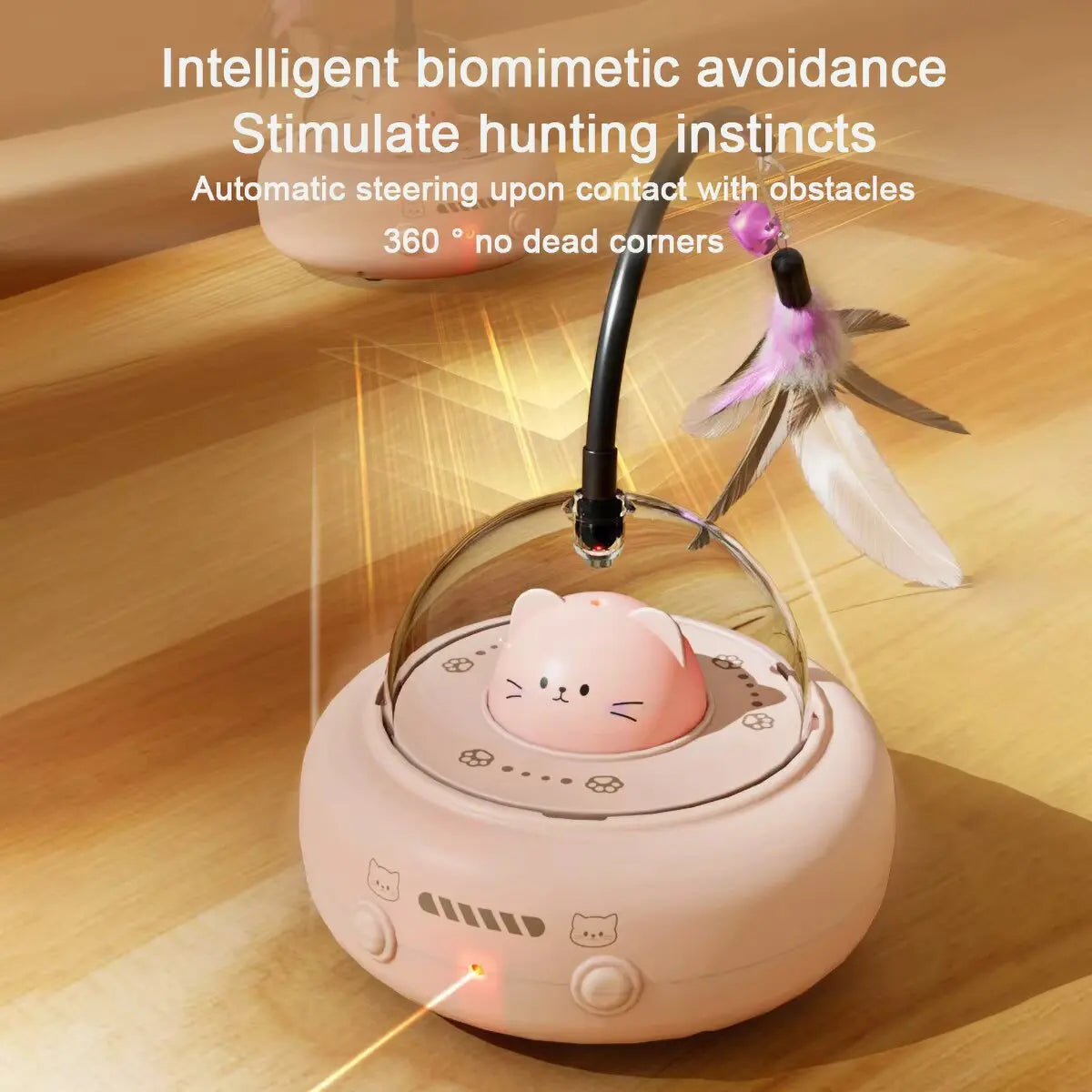 ✨ Jouet Interactif Intelligent 360° – Plumes, Laser & Fous Rires Garanties