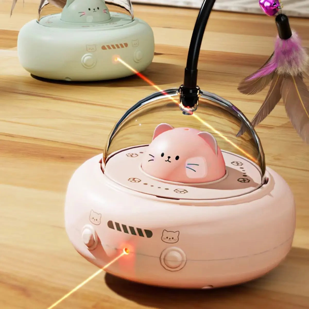 ✨ Jouet Interactif Intelligent 360° – Plumes, Laser & Fous Rires Garanties