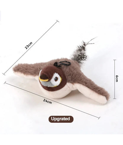 Interactive Cat Toys Rechargeable Flying Bird Cat Toy Chirping Flapping Bird(No Flying) Can Add Catnip Touch Activated Plush Toy