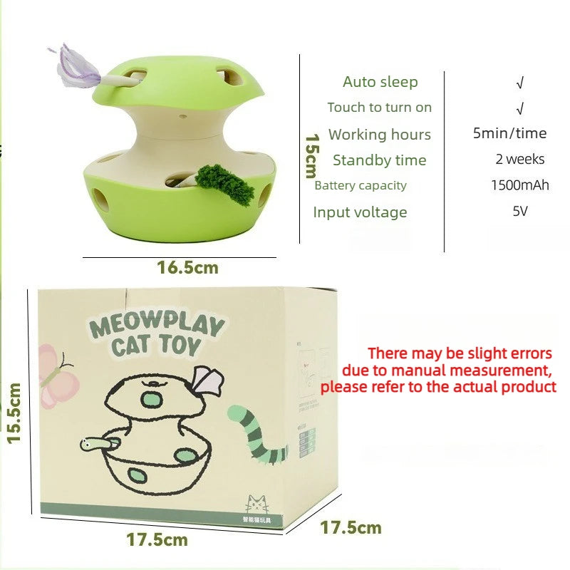 Electric Cat Toy Apple Shaped Self Play Intelligent Cat Turntable Mouse Automatic Rotationtease Cat Stick Rechargeable Catsupply