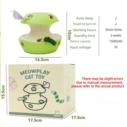 Electric Cat Toy Apple Shaped Self Play Intelligent Cat Turntable Mouse Automatic Rotationtease Cat Stick Rechargeable Catsupply