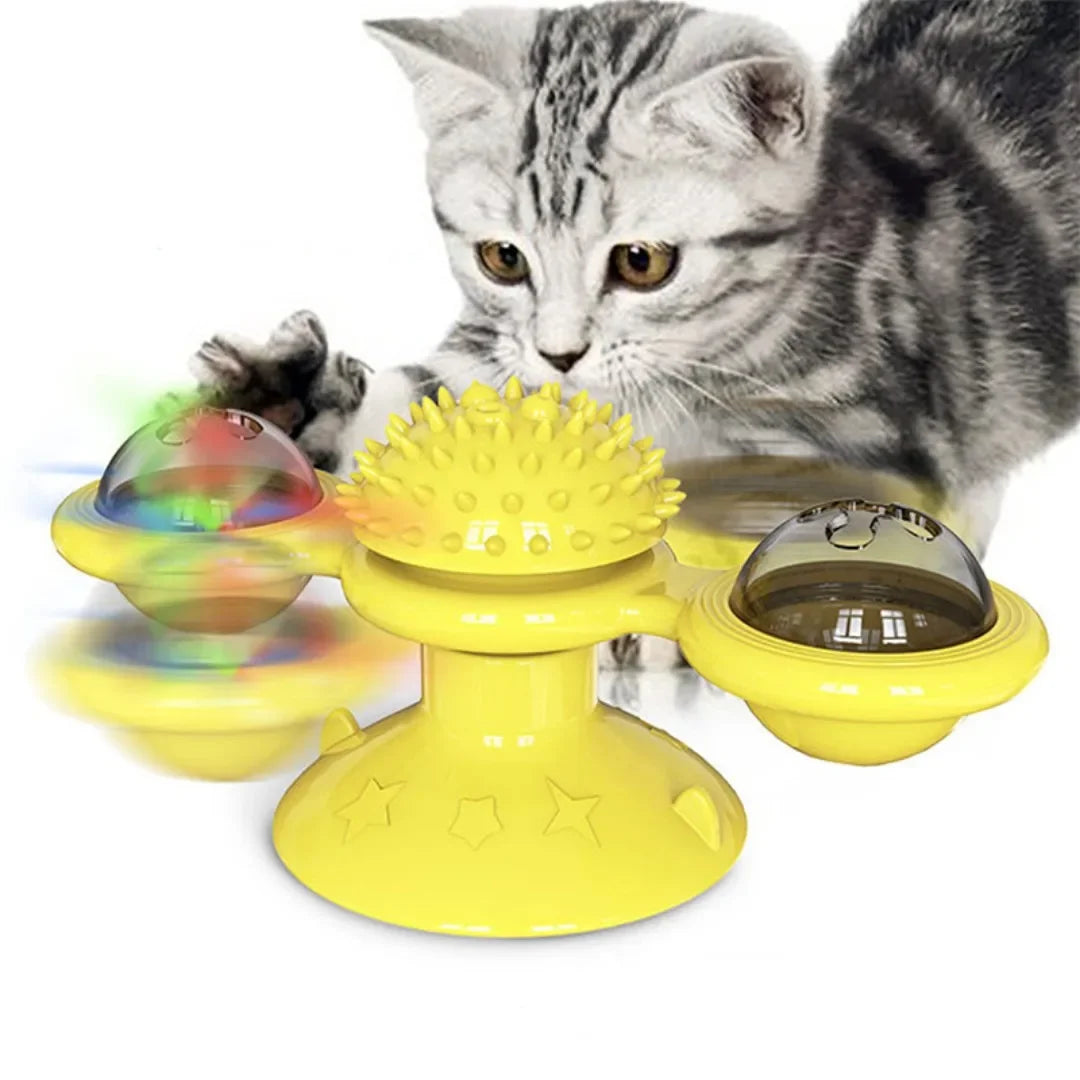 Windmill Cat Toy Interactive Pet Toys for Cats Puzzle Cat Game Toy with Whirligig Turntable for Kitten Brush Teeth Pet Supplies