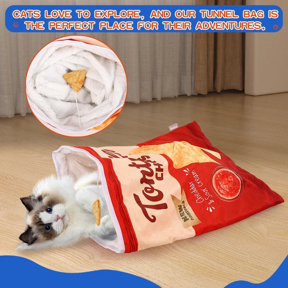 6 Halloween Gourmet Pattern Designs Cat Tunnel Toy, Cat Birthday Gift,Collapsible Interactive Cat Drill Bag Pet Toy