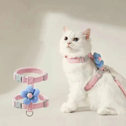 Cat Harness and Leash Sets Adjustable Dog Harness for Small Dog Leash Breashable Pet Harness Out Walking Dog Strap