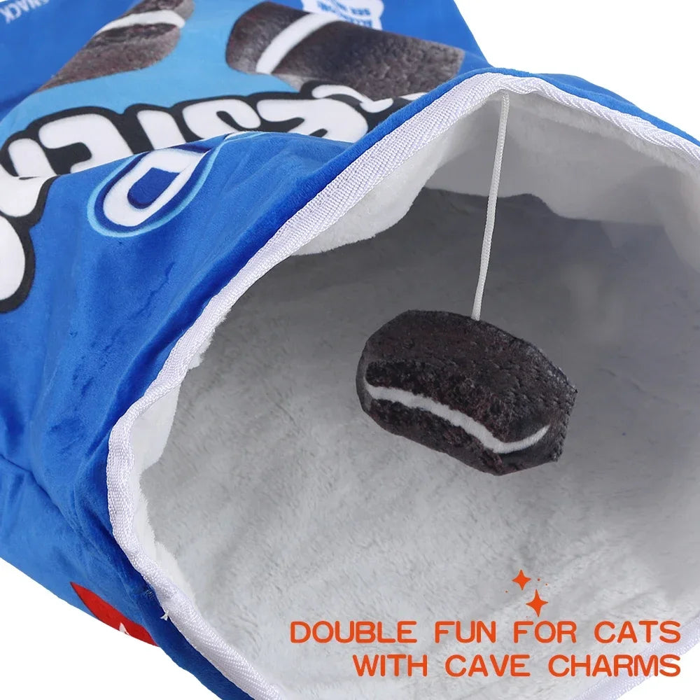 6 Halloween Gourmet Pattern Designs Cat Tunnel Toy, Cat Birthday Gift,Collapsible Interactive Cat Drill Bag Pet Toy