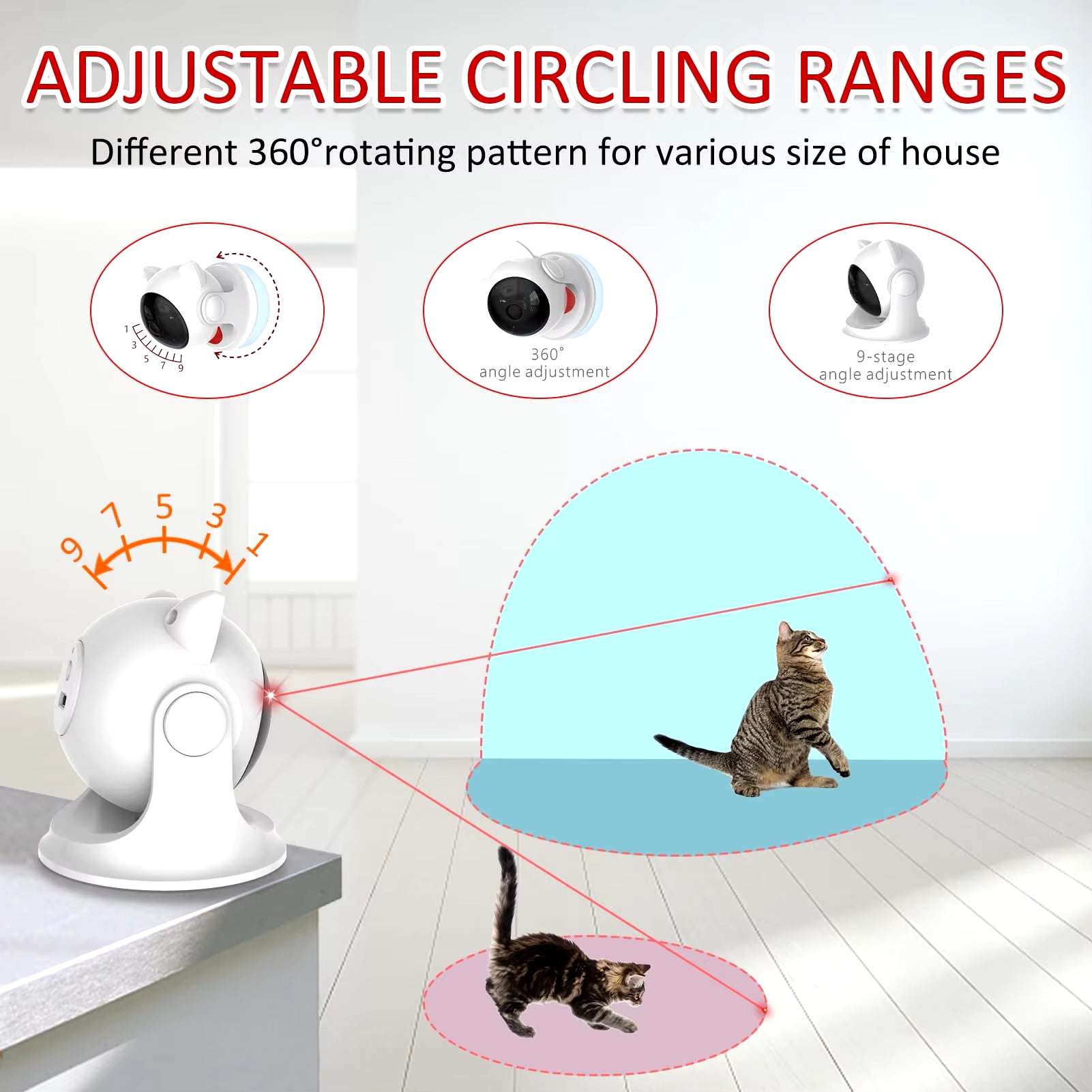 Cat Laser Toy Automatic Rechargeable Motion Random Activated Interactive Cat Toys for Indoor Cats/Dog/Kittne Slow and Fast Mode