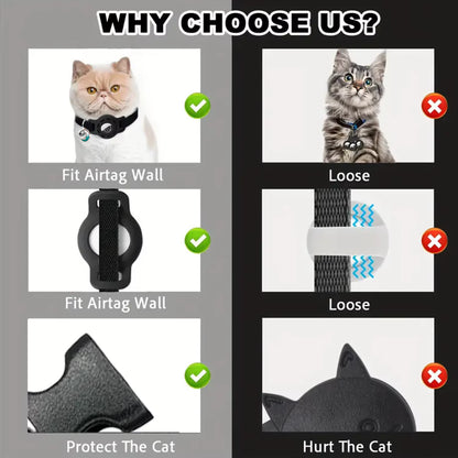 Fashion Airtag Pet Collar Adjustable Elastic Nylon Puppy Cat Collar with Bell Anti-Lost GPS Tracker Case（No Tracker Included）